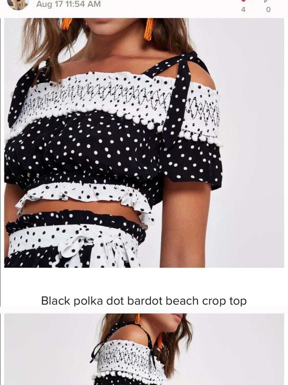 River Island Black and White Polka Dot Crop Top - Picture 5 of 5